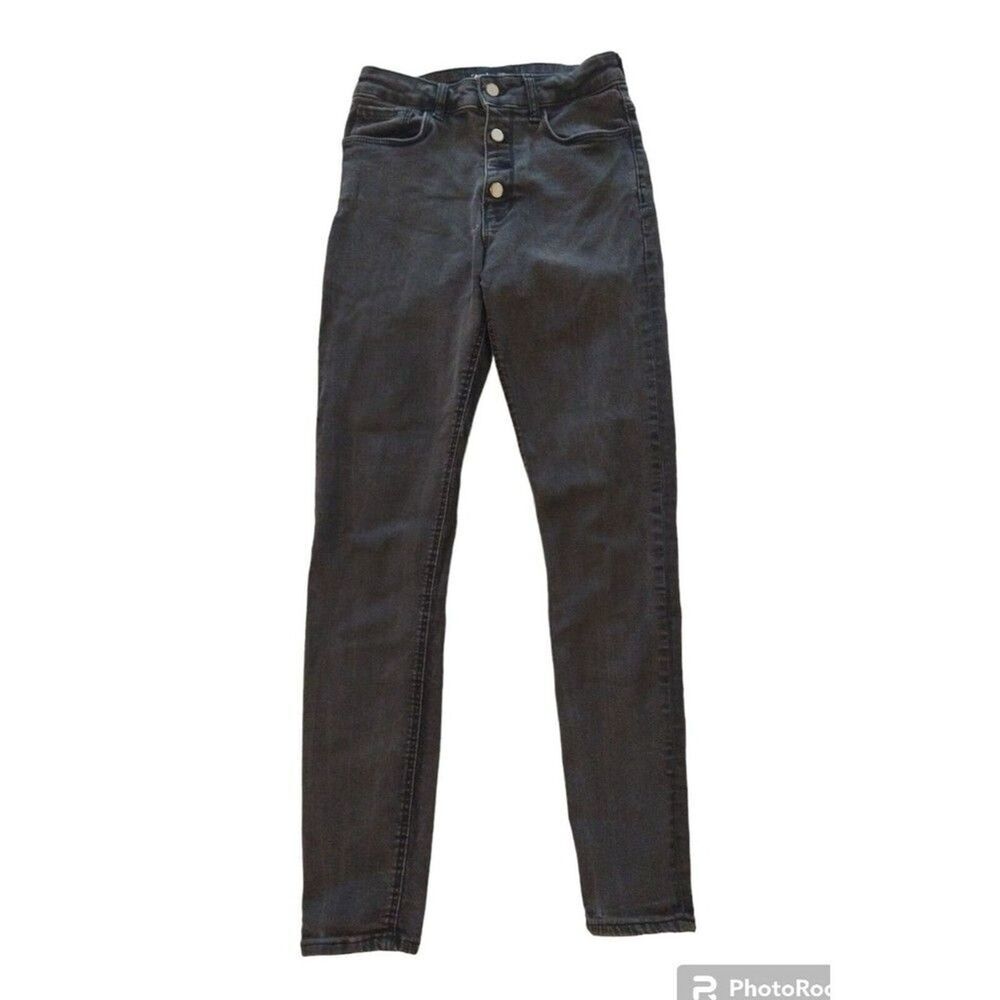 Zara skinny size 6 black wash button front denim jeans